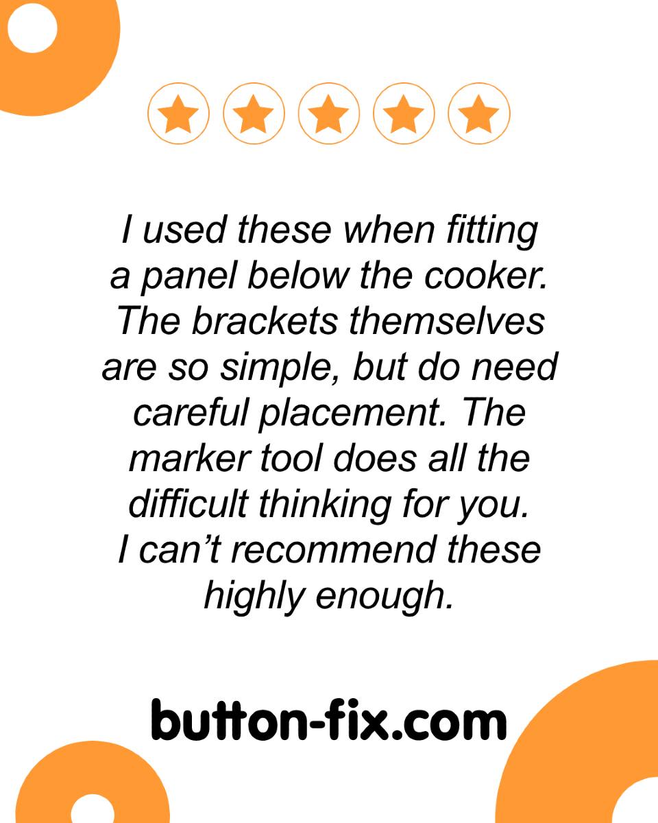 ⭐️⭐️⭐️⭐️⭐️ “I can’t recommend these highly enough.”

Simple, clever and easy to fit - that’s the Button-fix way. This customer used Button-fix below their cooker and found the marker tool made positioning a breeze.

No visible fixings. No fuss. Just smart, secure panels.

Try them for yourself and let us know how you get on!

#Buttonfix #SmartFixings #DIYHacks #KitchenFitOut #InteriorDesign #JoineryMadeSimple #HiddenFixings #ToolTalk #FixItRight