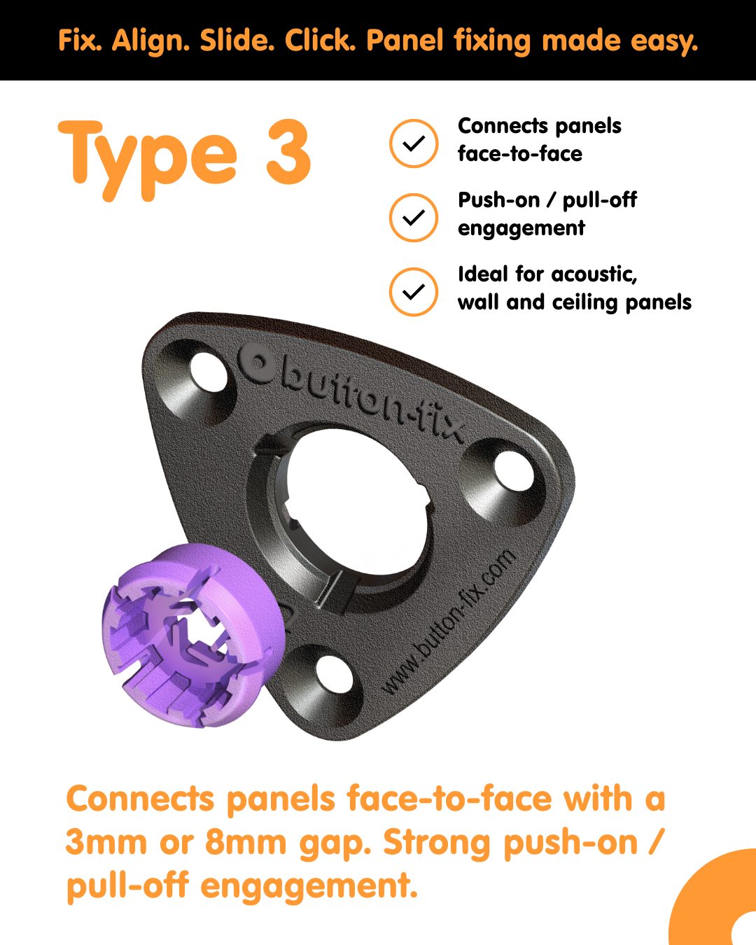 Type 3: Our simplest panel hanging solution yet.

The push-on/pull-off engagement of the Type 3 Button-fix couldn't be simpler, and is ideal when there is no clearance around the panel. But, unlike many push-fit connectors, it is strong and reliable too. Load tests show that Type 3 is suitable for all types of wall panel and for lightweight ceiling panels. It has also been tested for fatigue and at high temperatures and humidity, to ensure long-lasting durability.

Explore full specifications and installation guides on our website https://www.button-fix.com/products/button-fix-type-3

#Buttonfix #ModularConstruction #FitOut #InteriorDesign #ConstructionInnovation