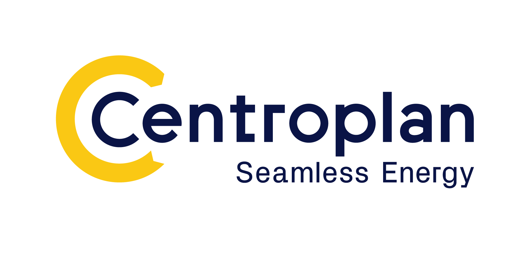 Centroplan Logo mit Claim in Blau und Gelb