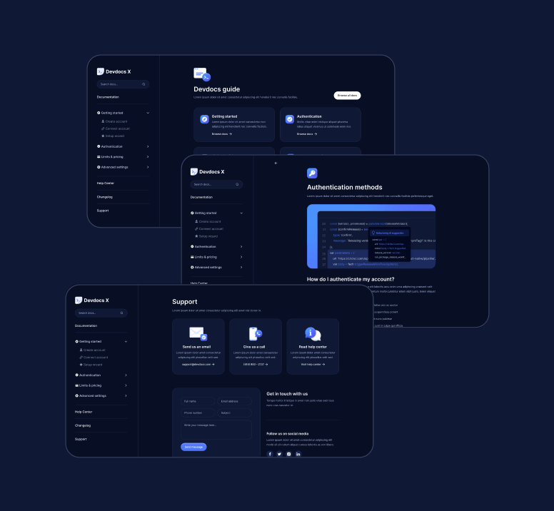 Devdocs X - 22+ Sections - Home Page - Technical Documentation Webflow Template
