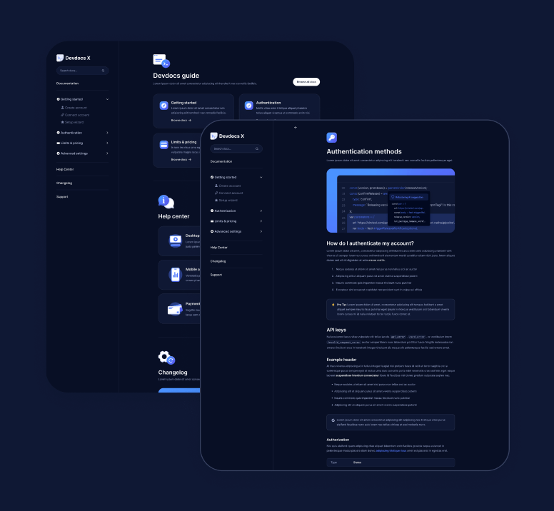 Devdocs X - 16+ Pages - Home Page - Technical Documentation Webflow Template