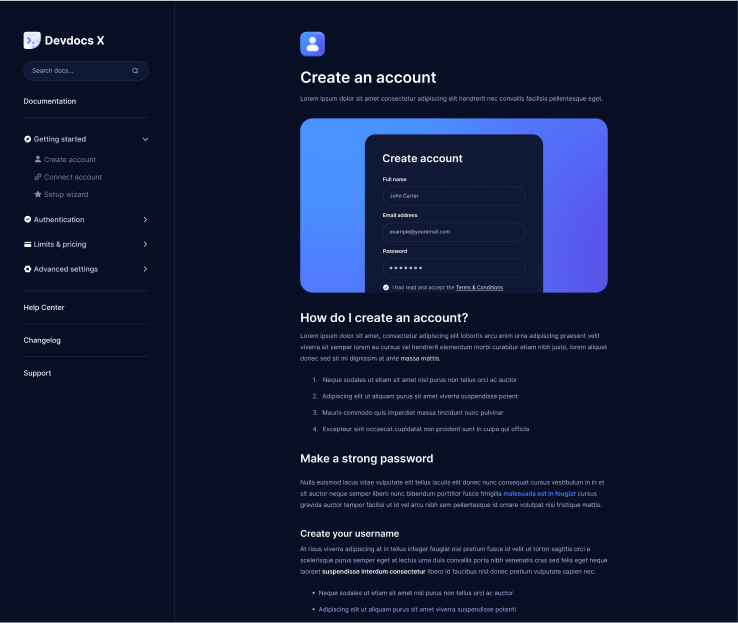 Devdocs X - Doc Single - Home Page - Technical Documentation Webflow Template