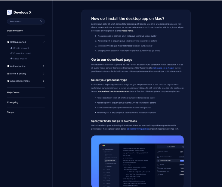 Devdocs X - Help Center Single - Home Page - Technical Documentation Webflow Template