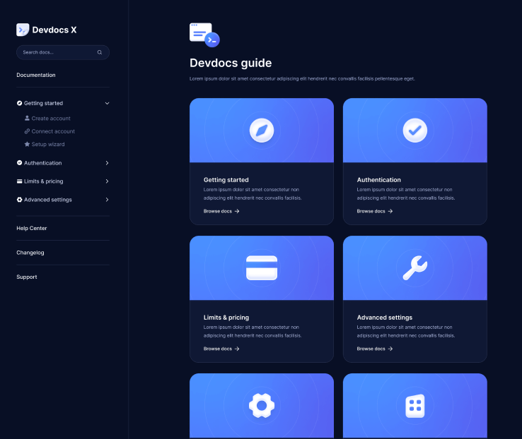 Devdocs X - Docs V3 - Home Page - Technical Documentation Webflow Template