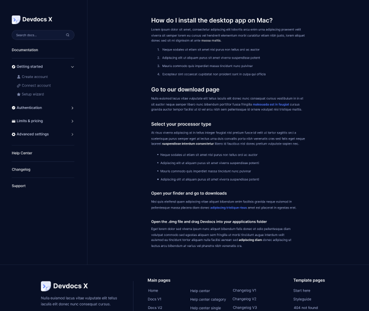 Devdocs X - Instructions - Home Page - Technical Documentation Webflow Template