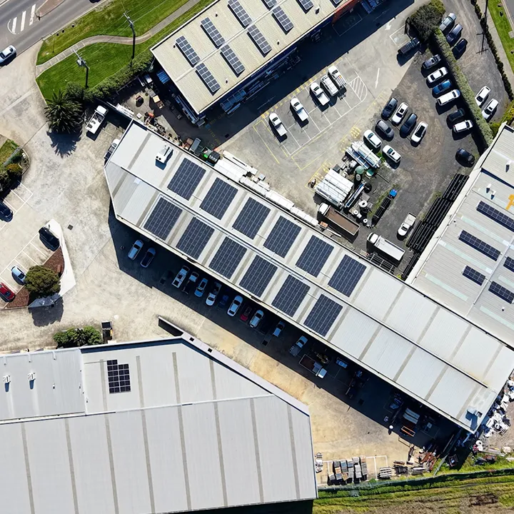 Aerial view of Essential Solar commercial solar system