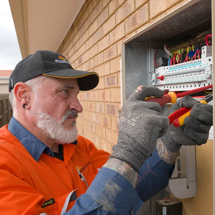 Essential Solar installer working on meter box