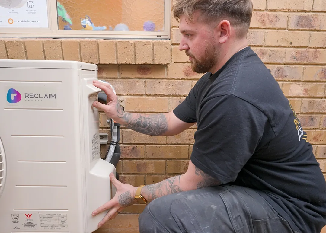 Reclaim heat pump being installed by Essential Solar