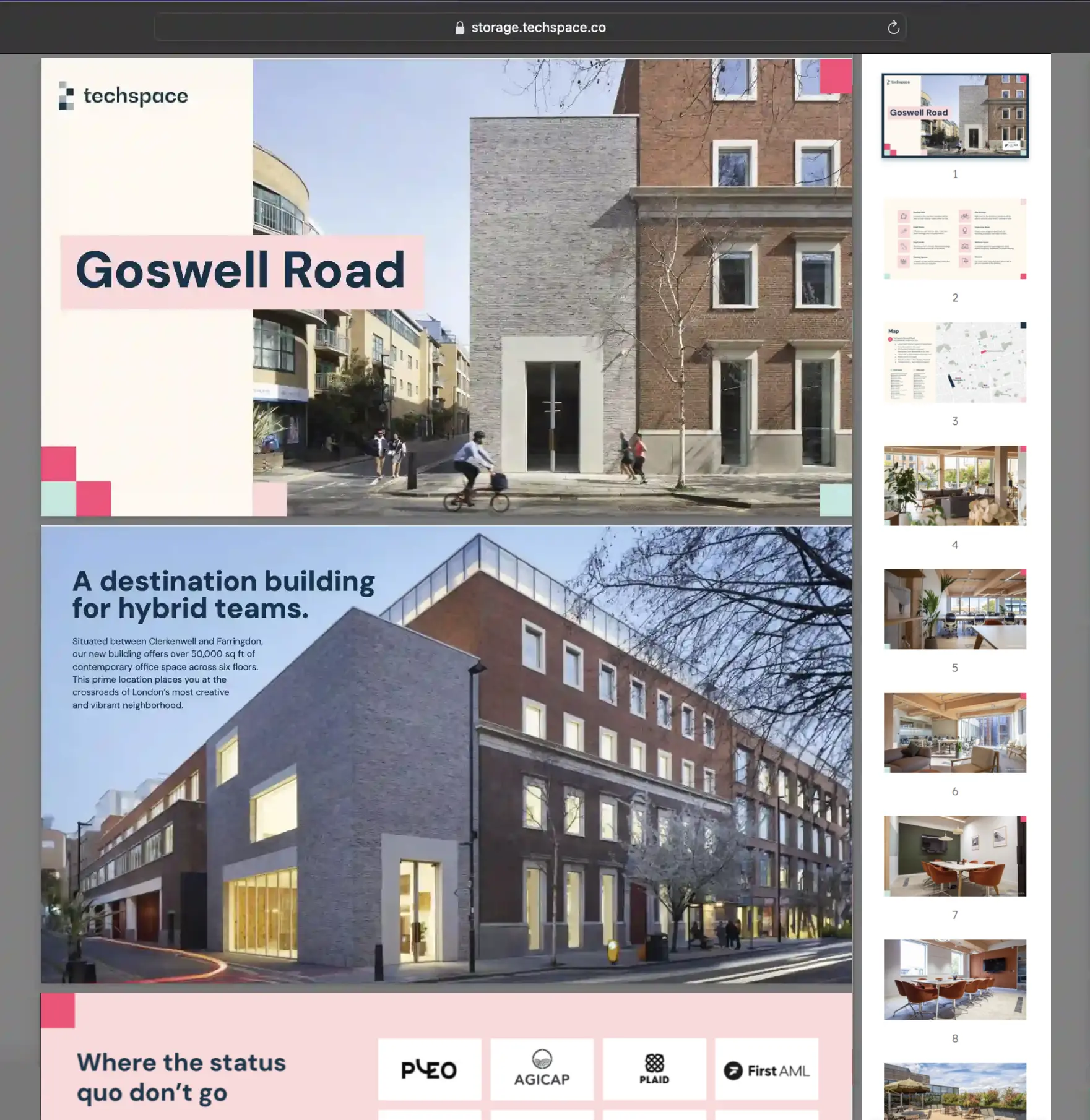 Pages of the Goswell Road location brochure shown in a PDF viewer