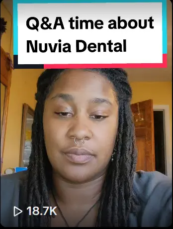 A Screenshot of a tiktok post of a woman reviewing Nuvia Dental Implants