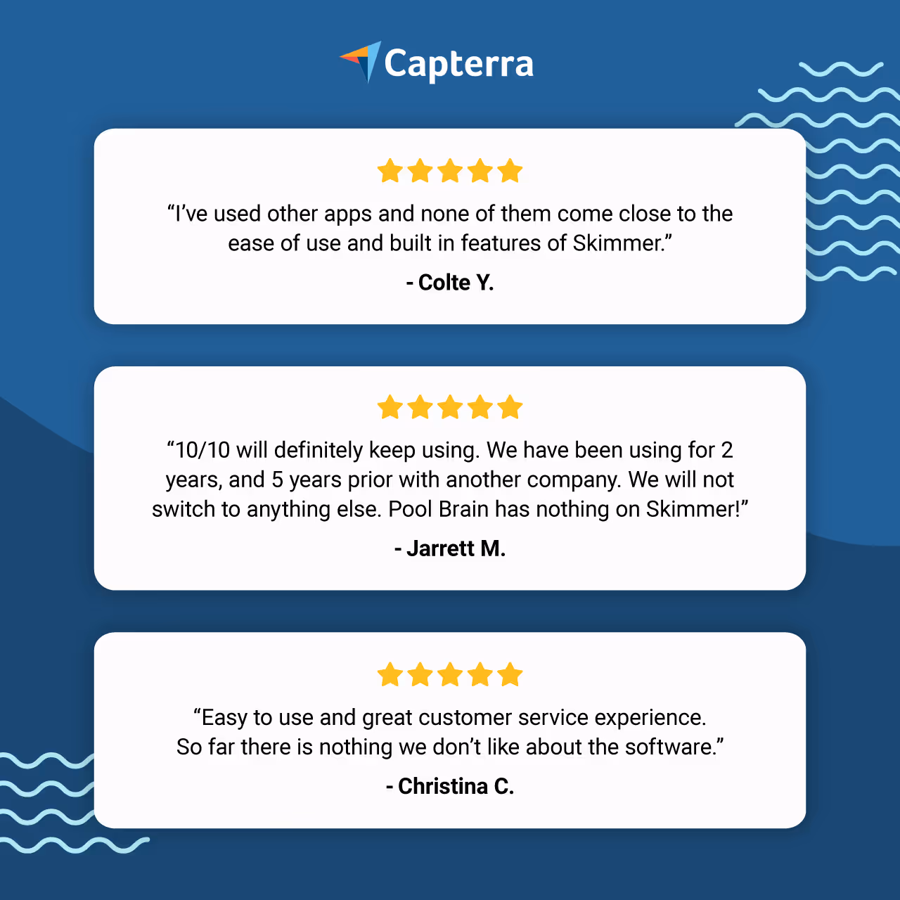 Customers reviews of Skimmer. 