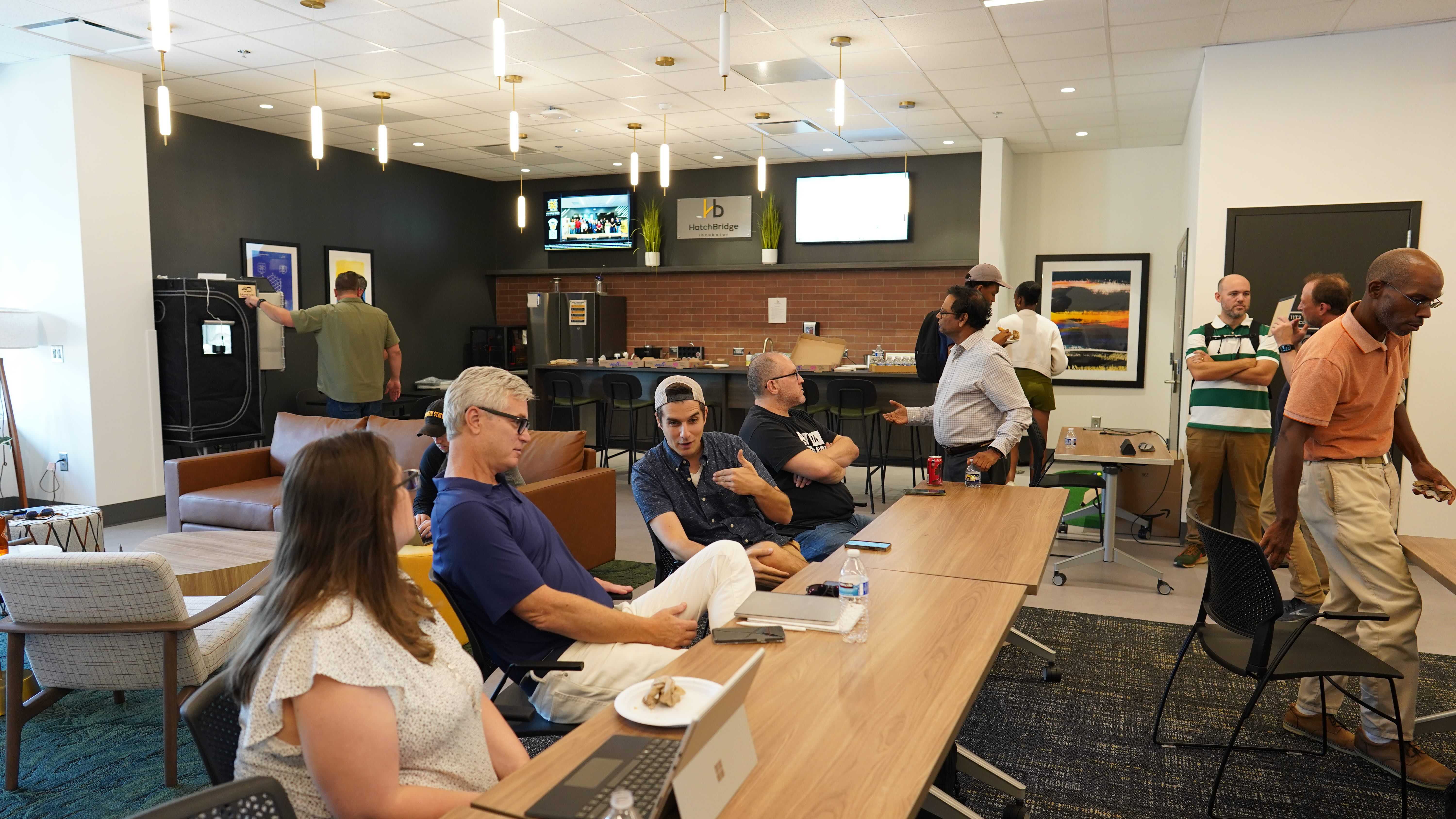 HatchBridge members participating in a collaborative workshop