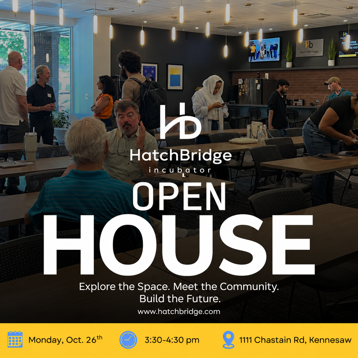 HatchBridge Open House, Monday, Oct. 26, 3:30 to 4:30 p.m., at 1111 Chastain Road in Kennesaw.