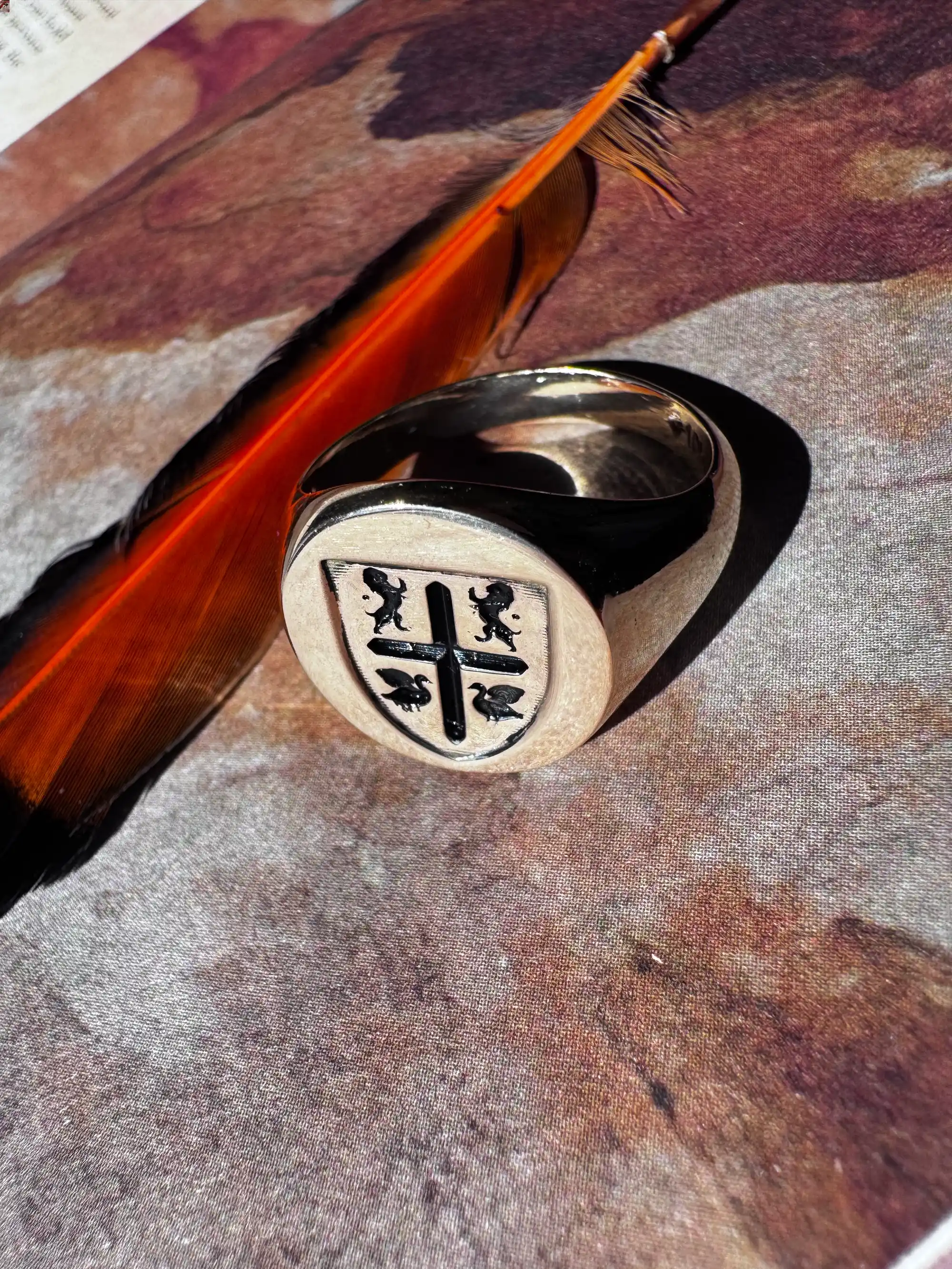 A gold ring adorned with sparkling diamonds, showcasing elegance and luxury in its design.