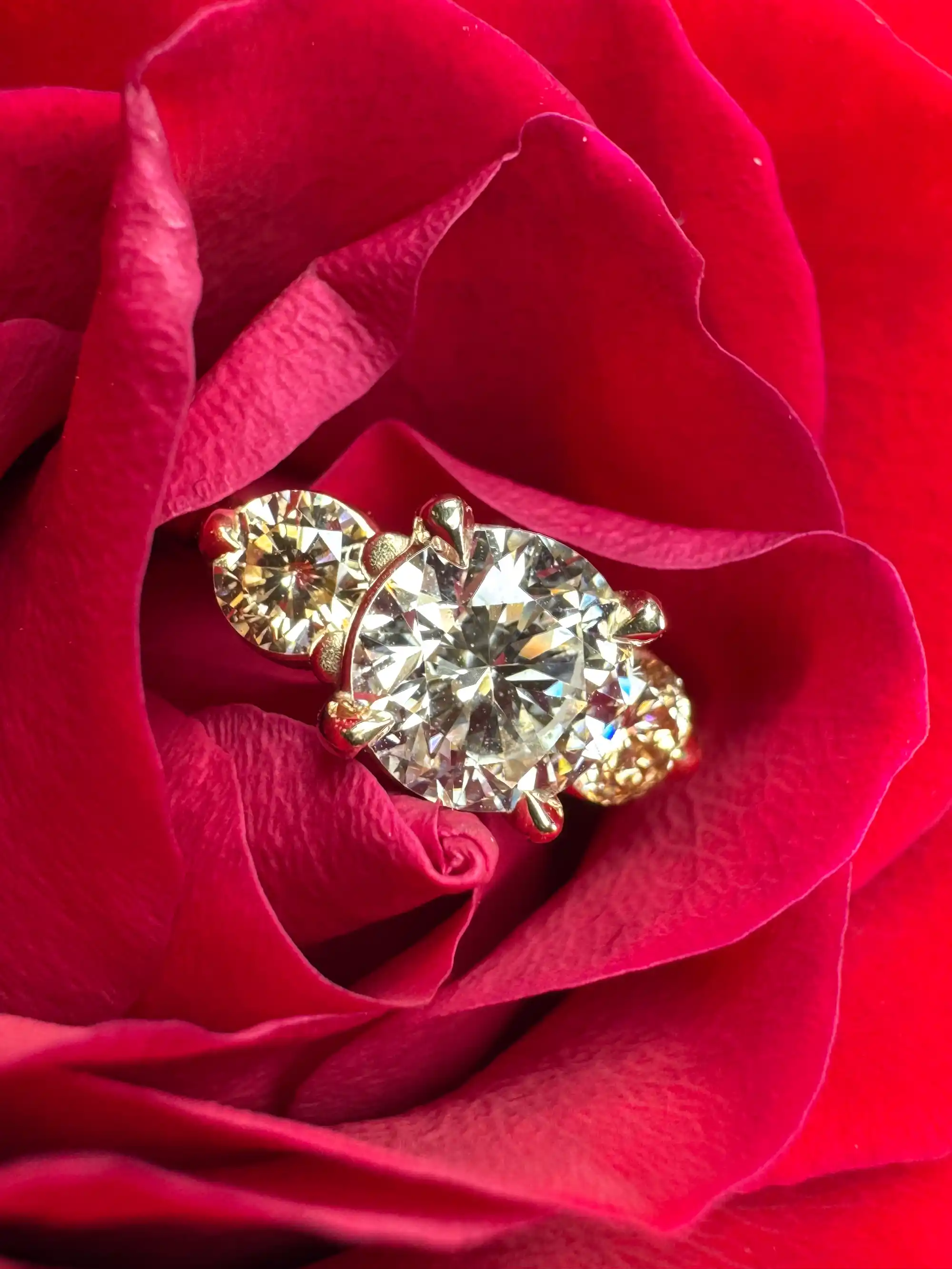 A gold ring adorned with sparkling diamonds, showcasing elegance and luxury in its design.