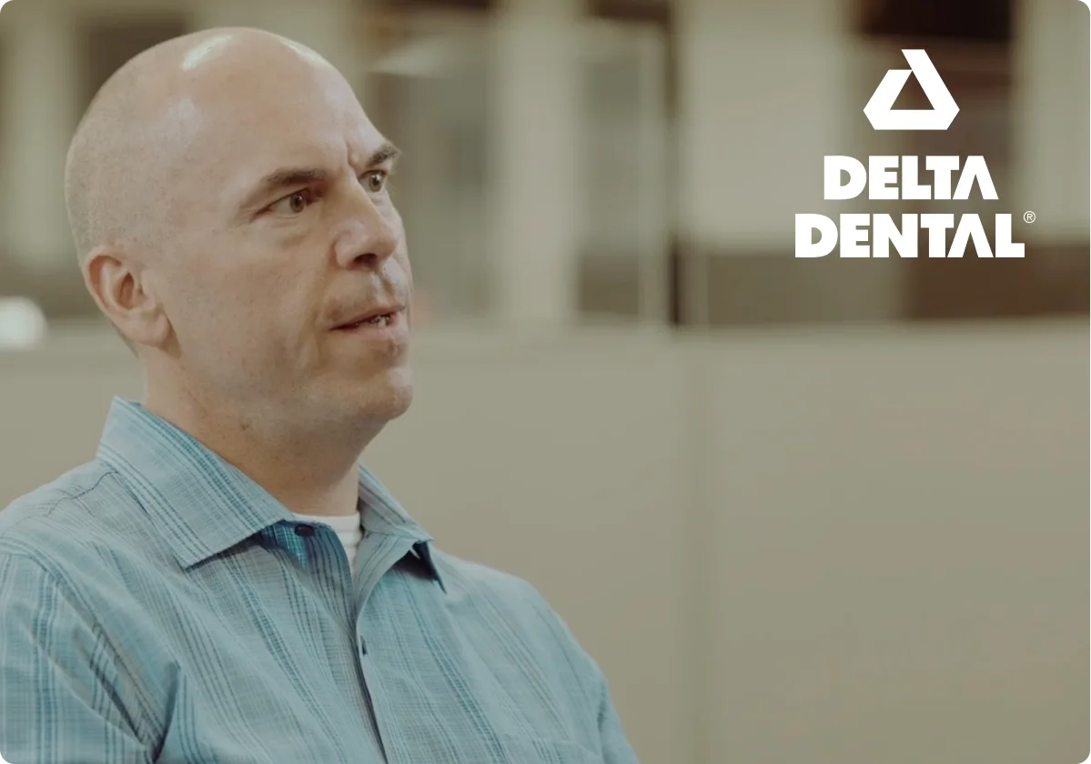 Justin Lahullier, CIO and CISO of Delta Dental of New Jersey and Connecticut, speaking in an interview, with the Delta Dental log