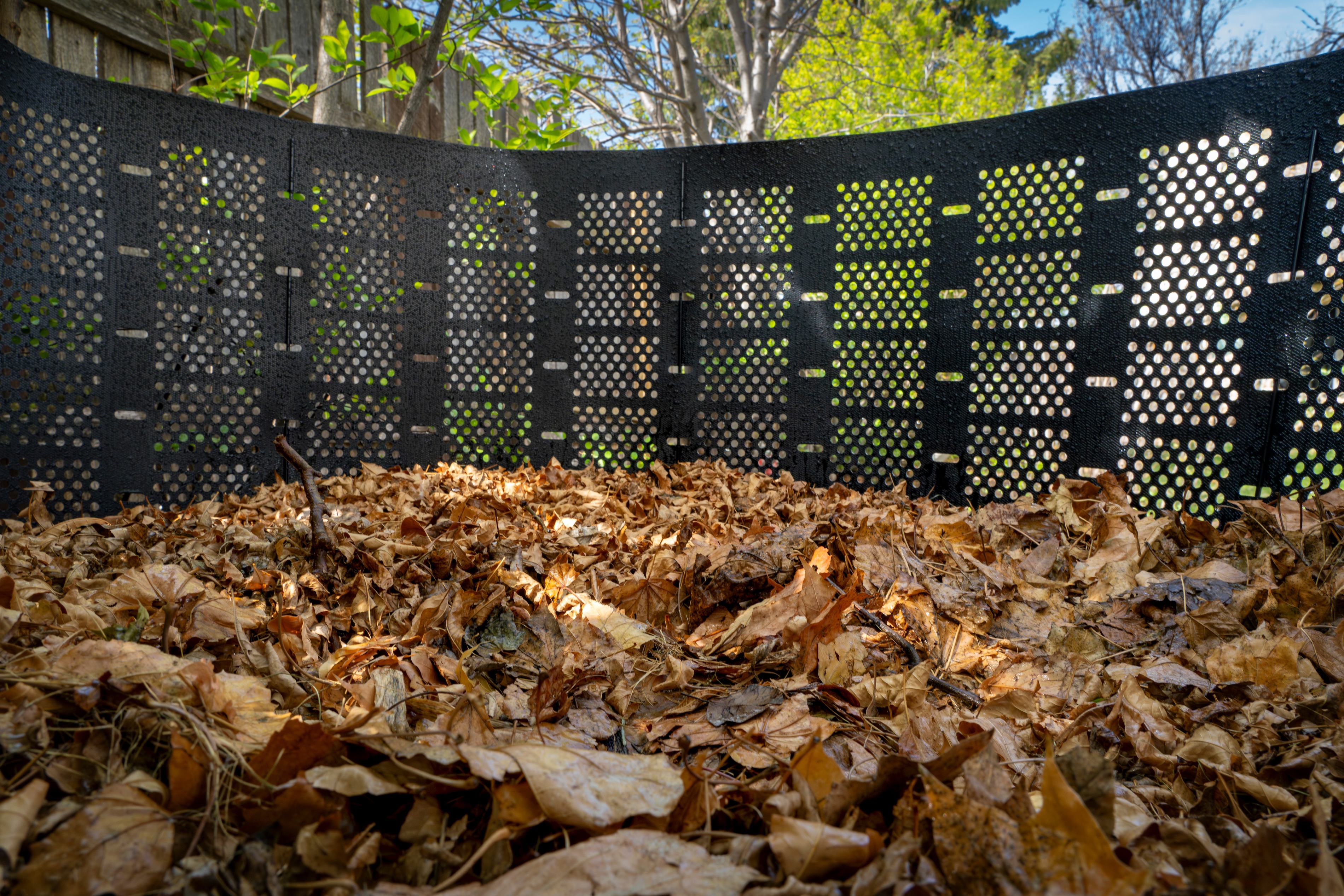 Pile of leaves that have fallen in a trailer