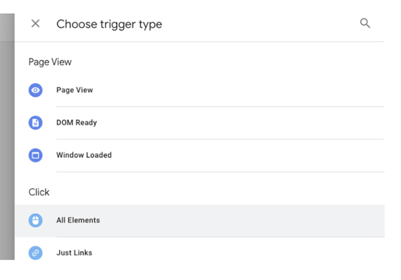 Choosing the All elements trigger