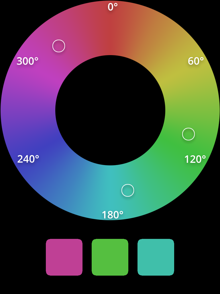 HSL split-complementary color scheme