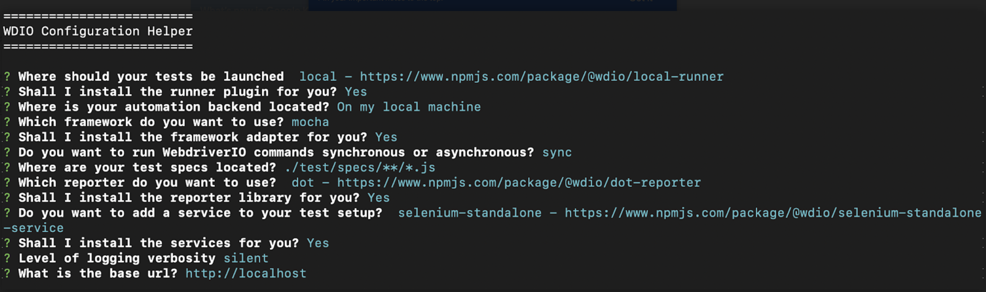 WebdriverIO setup 2
