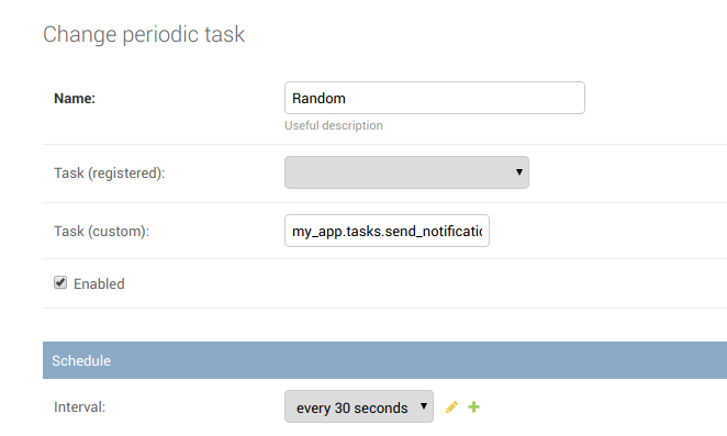 Setting up a periodic task in the admin panel