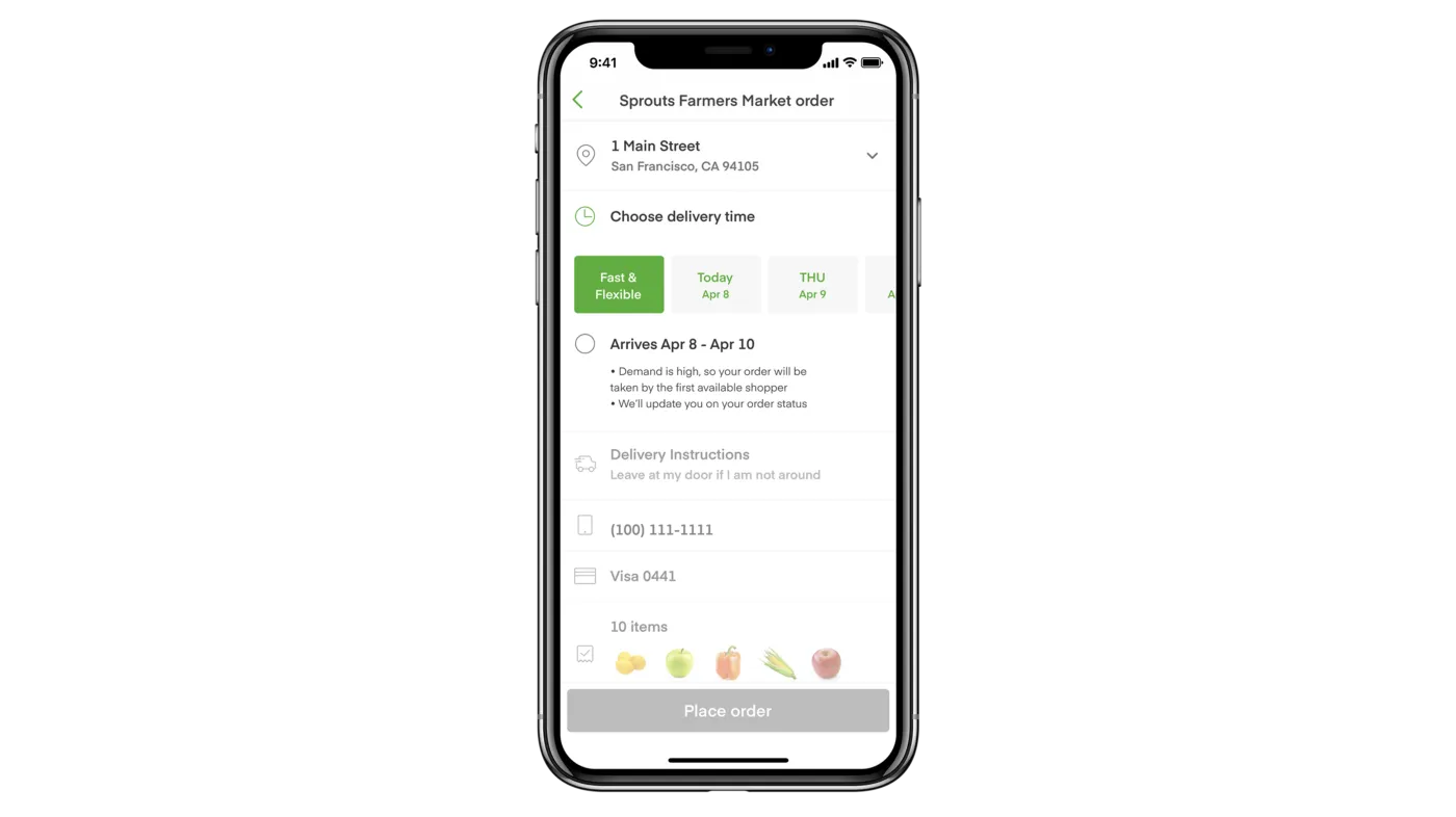Instacart’s “fast & flexible” feature