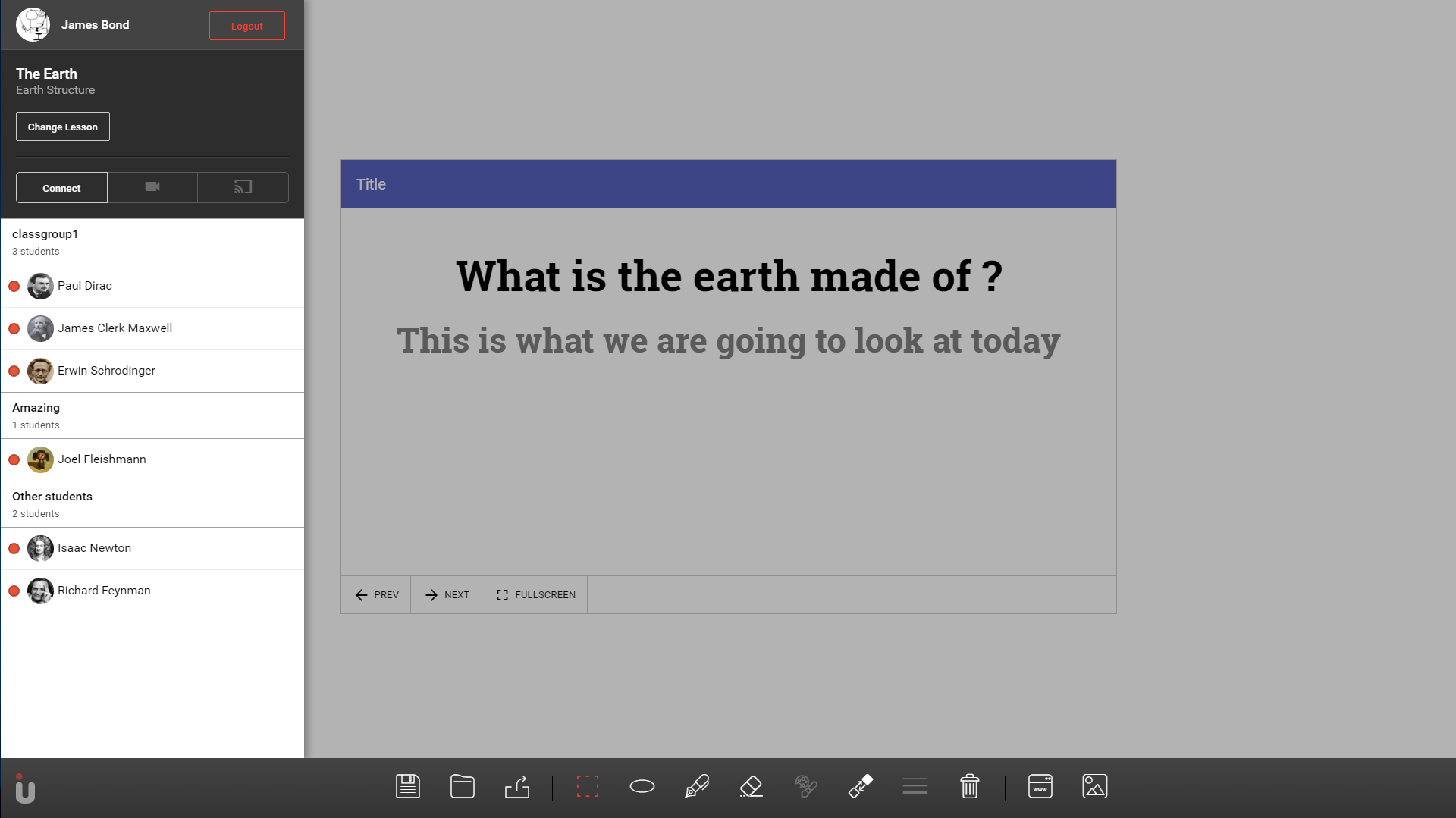 The menu of U project app