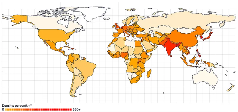 World population density 2021