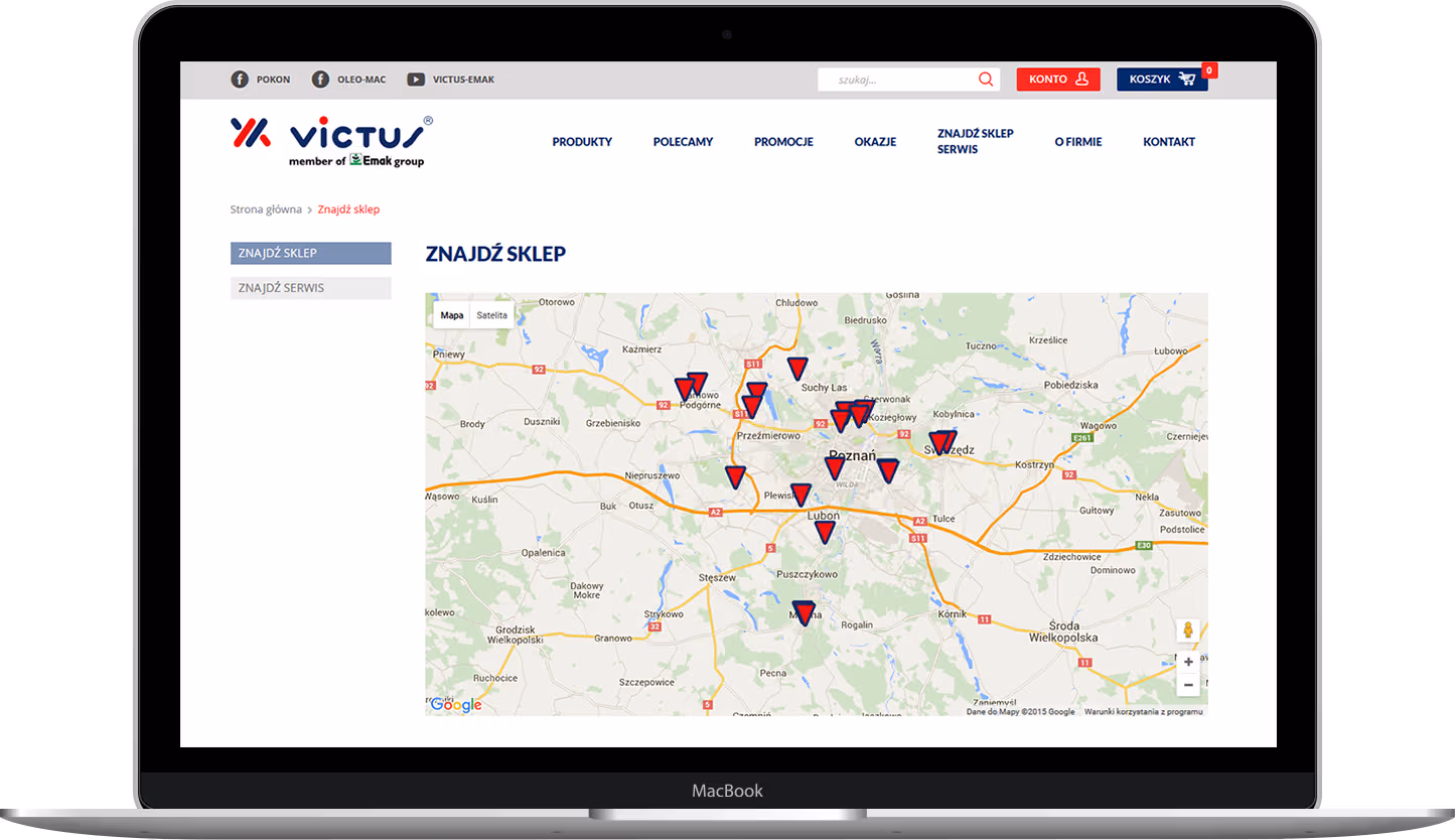 vICTUS - stores and service centers search engine