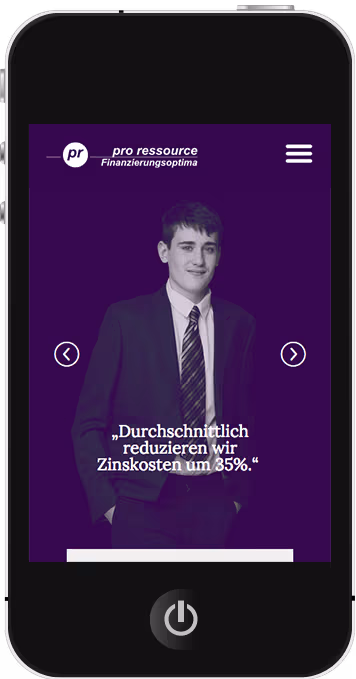 Pro Ressource website - mobile version