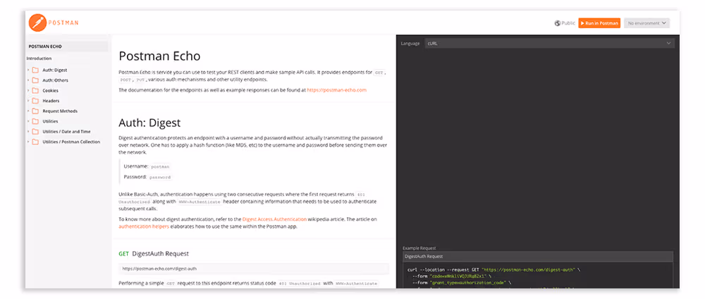 Postman Echo generated documentation
