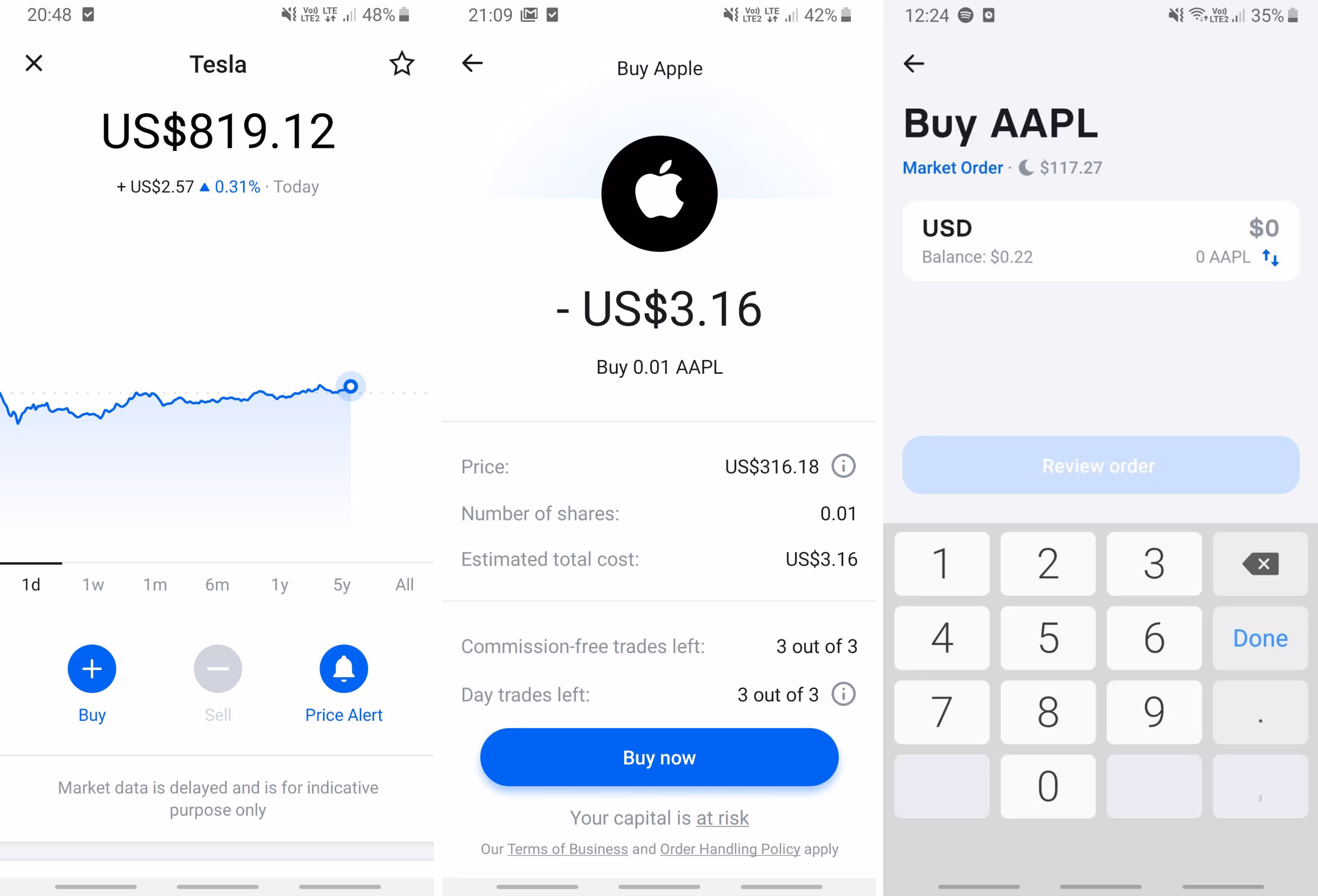 stock purchasing flow in Revolut app