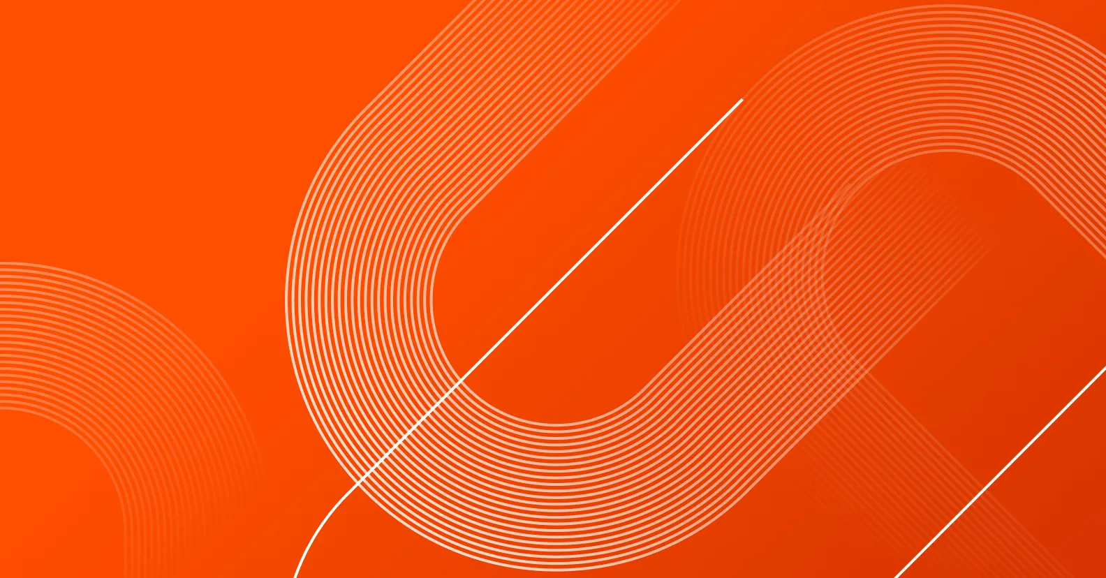 Abstract orange background with flowing white curved lines and geometric shapes
