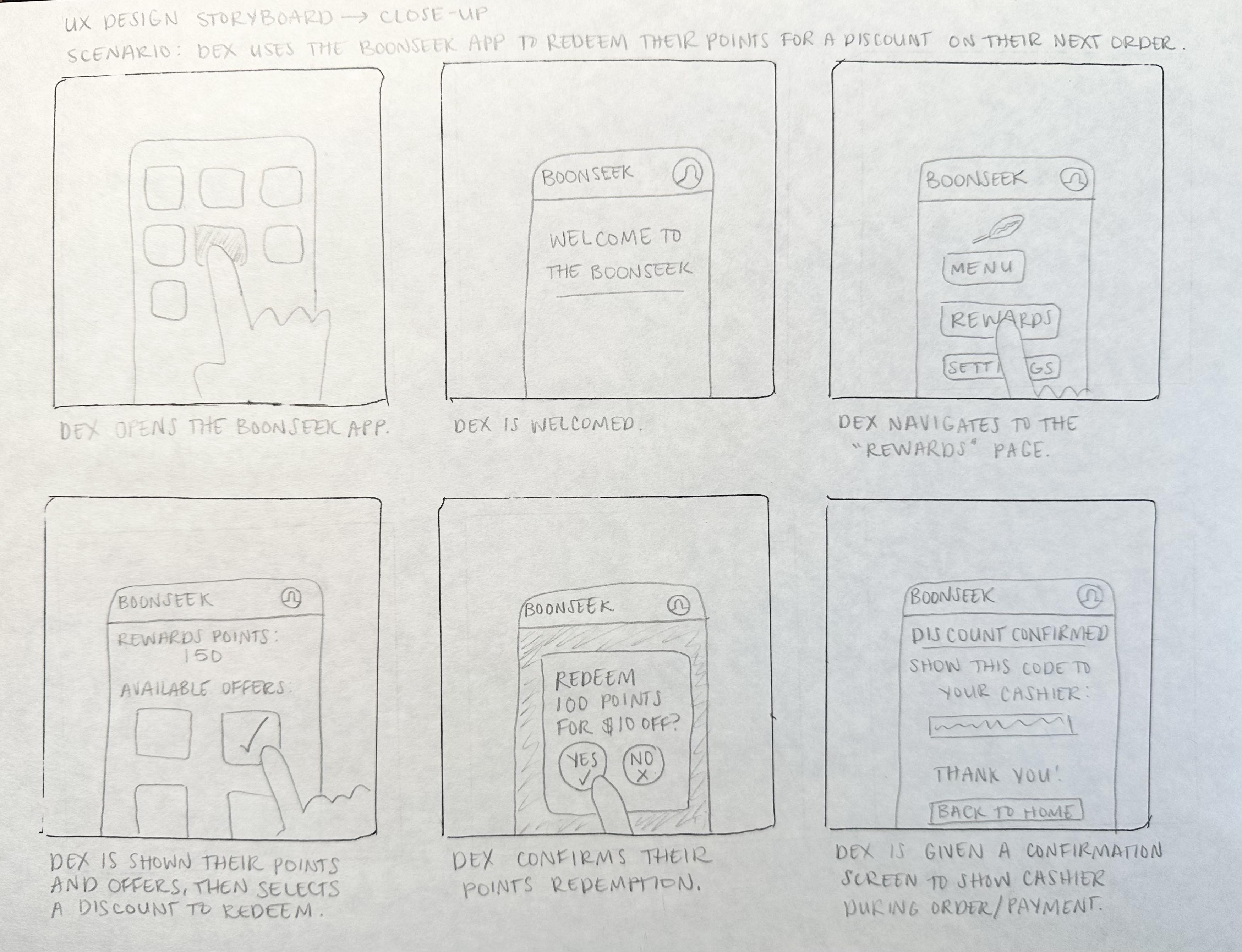 Close up storyboard sketch