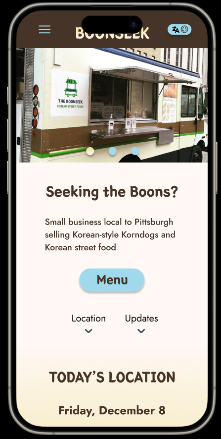 Website home screen mobile size mockup