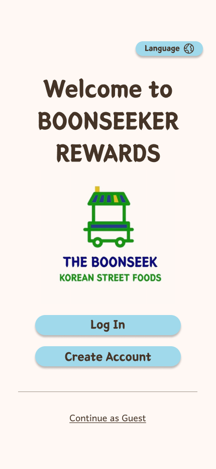 Welcome screen mockup