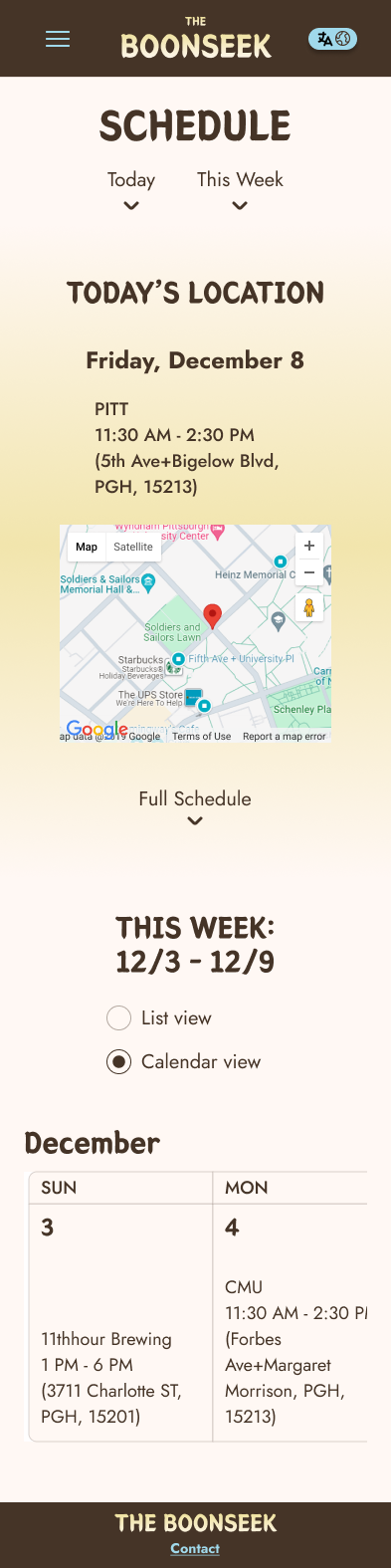 Schedule screen calendar view mockup