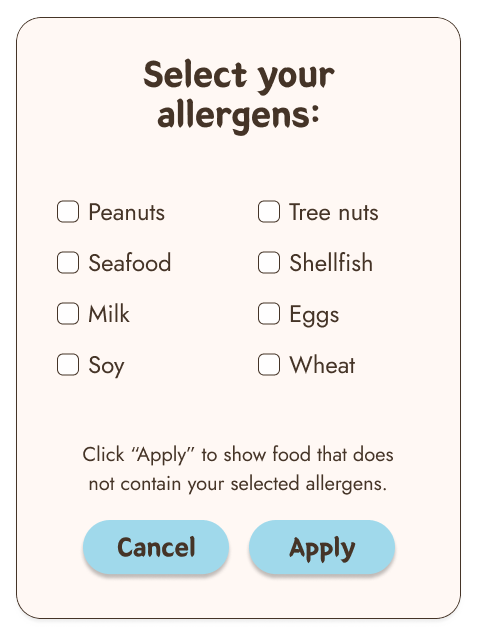 Allergen filter mockup