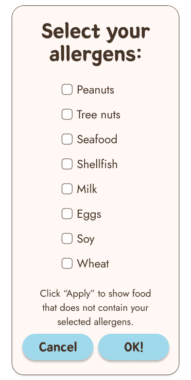 Allergen filter mockup