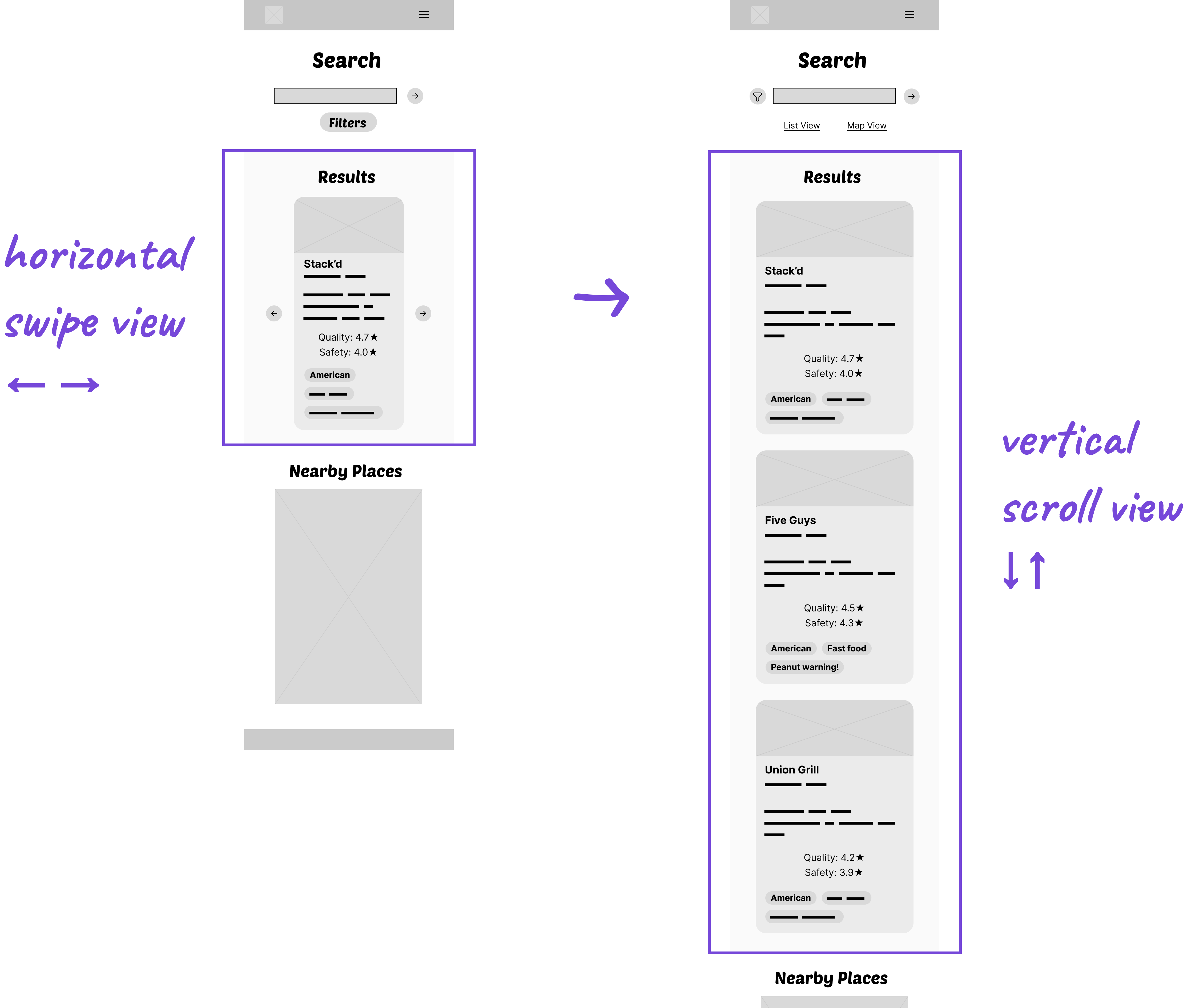 Showing the change on the search results page after the usability study