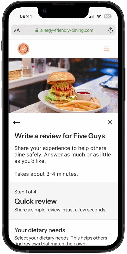 GIF that previews the process of writing a review