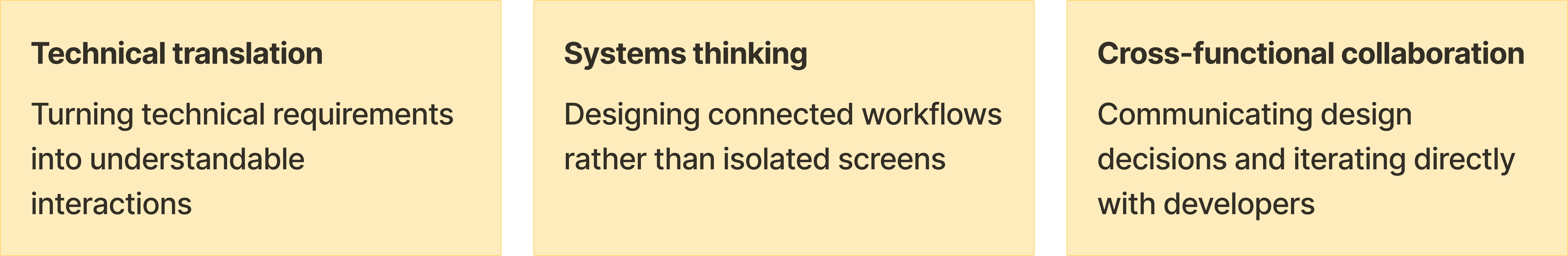 takeaways of the project: technical translation, systems thinking, and cross-functional collaboration