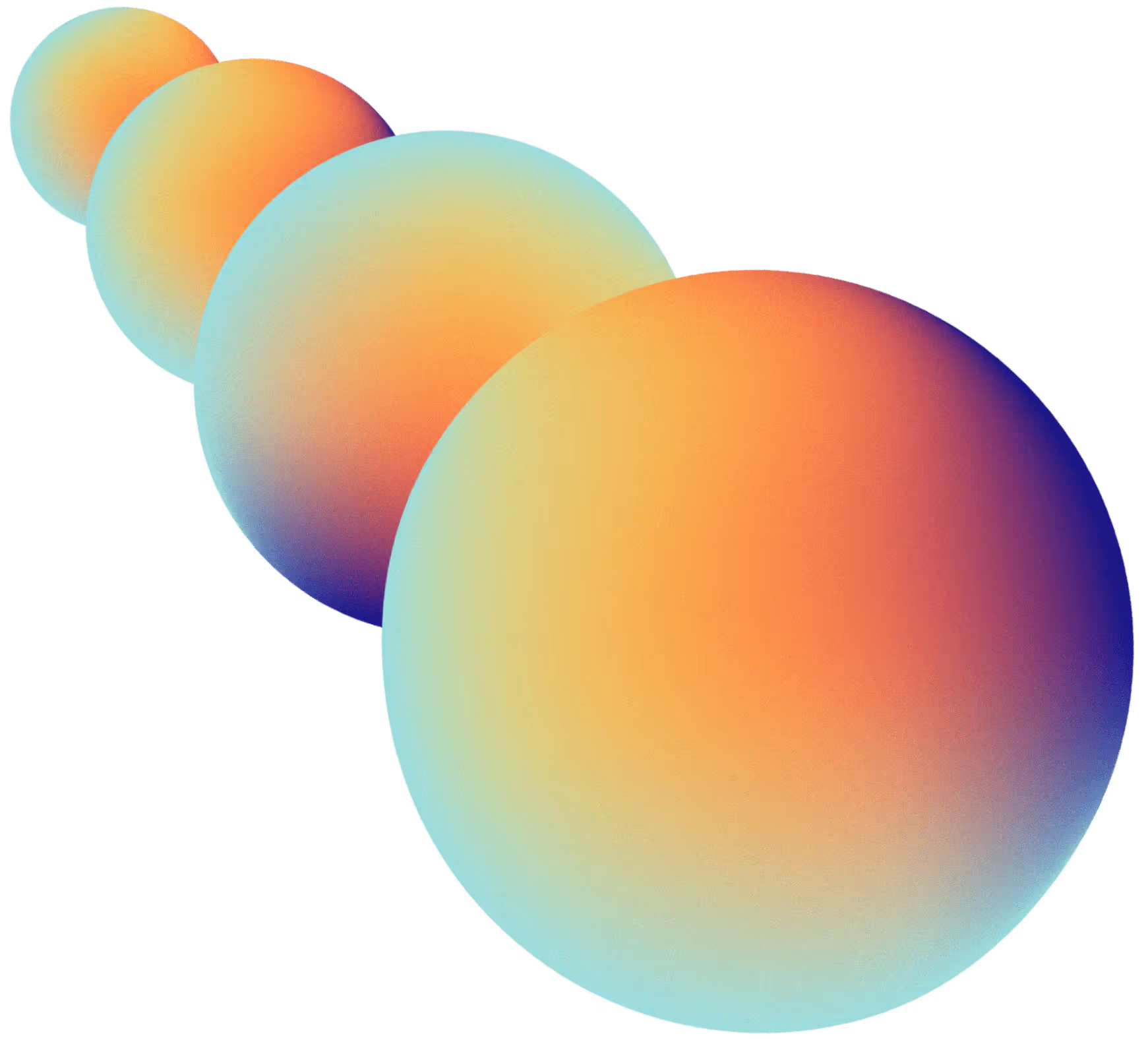 Colorful gradient spheres in various sizes create a visually striking background ambiance.