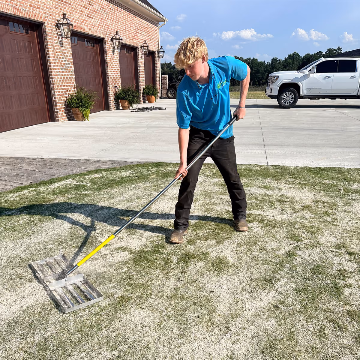 Compost Topdressing in progress for a South Carolina property.