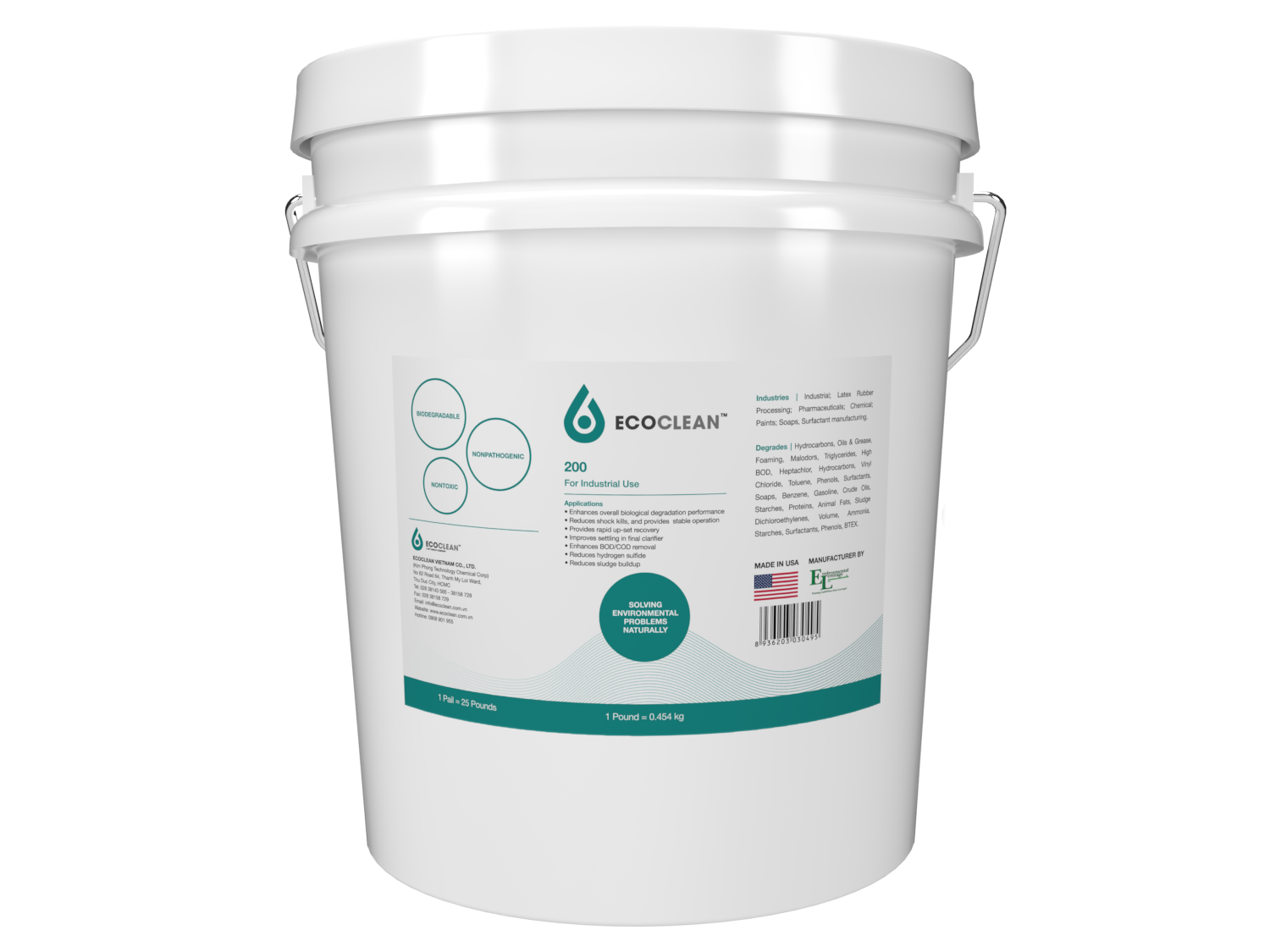 EcoClean™ 200 là sản phẩm hiệu lực cao, mật độ vi sinh cao, dạng bột được phân lập để xử lý nước thải. EcoClean™ 200 là sự kết hợp đặc biệt của các chủng vi sinh, chất dinh dưỡng vi lượng, chất căng bề mặt. 