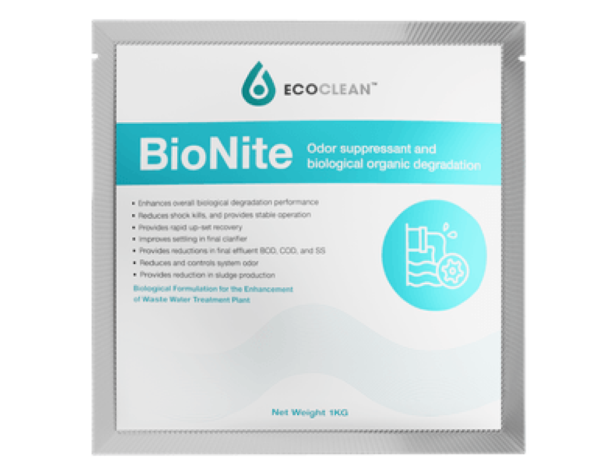 EcoClean™ Bionite là công thức độc quyền của các thành phần chứa đựng điện tử chấp nhận Electron Nitrate cho việc xử lý mùi. Sản phẩm này chuyên dụng cho việc điều chỉnh mùi và có khả năng nguy hiểm như H₂S, mercaptan, và acid hữu cơ bay hơi.
