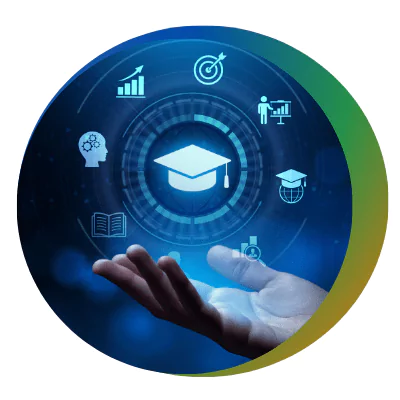 Magnifying glass placed over colorful financial reports, symbolizing analysis, review, and attention to detail.