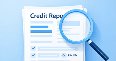 Illustration of a credit report being reviewed to improve financial health.
