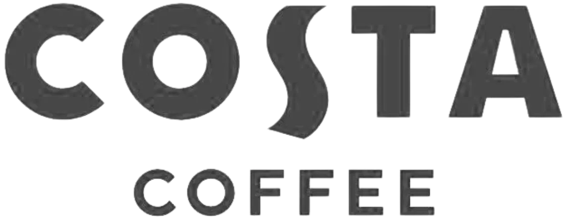 Logo Costa Coffee z dwoma rzędami tekstu, dużym napisem COSTA i mniejszym COFFEE poniżej.
