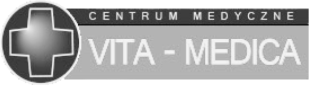 Logo centrum medyczne Vita-Medica with a medical cross symbol.